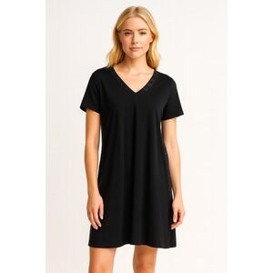 DKNY‎ Women's XL Black Short Sleeve Logo Trim Dress Logo Trim